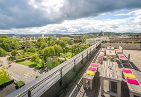 Ein Blick von der Jugendherberge Heilbronn auf das ehemalige BUGA-Gelände